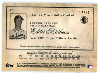 Eddie Mathews 2009 Topps Tribute Patch Relic #47