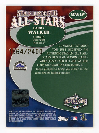 Larry Walker 2001 Topps Stadium Club All-Stars #SCAS-LW Card 1564/2400