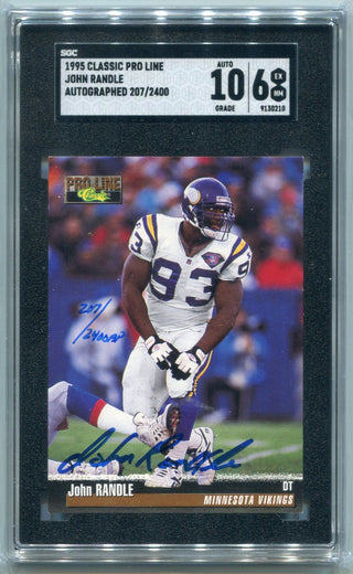 John Randle 1995 Classic Pro Line Autographed Card 207/2400 SGC Graded 6/10