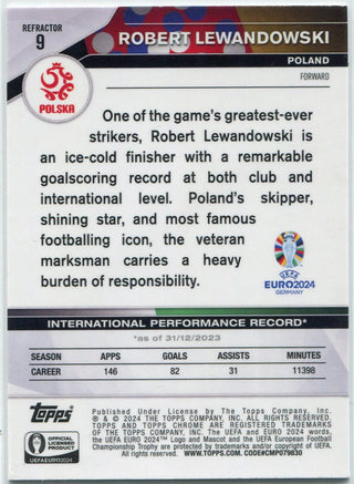 Robert Lewandowski 20214Topps Chrome UEFA Refractor Card #9