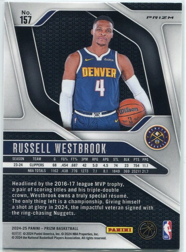 Russell Westbrook 2024 - 2025 Panini Prizm Green Prizm Card #157