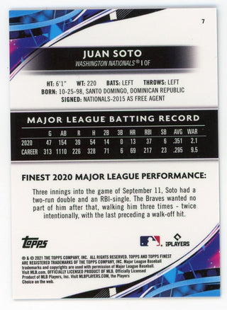 Juan Soto 2021 Topps Finest #7 Card 245/300