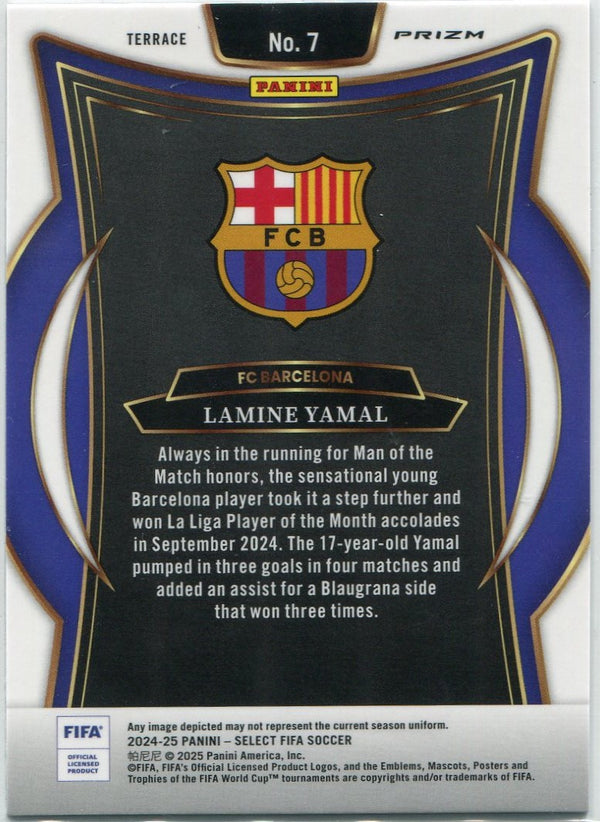 Lamine Yamal 2024 - 2025 Panini Select Terrace Level Purple Mojo Prizm Card #7