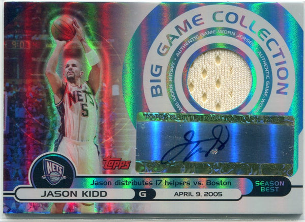 Jason Kidd 2005 - 2006 Topps Big Game Collection Jersey/Autographed Card BGA-JK 182/199