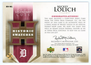 Mickey Lolich 2004 Upper Deck Historic Swatches Patch Relic #HS-ML
