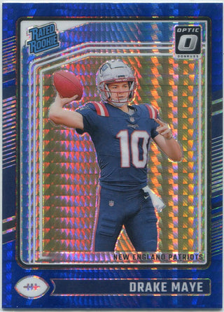 Drake Maye 2024 Panini Donruss Optic Rated Rookie Blue Hyper Prizm RC #229