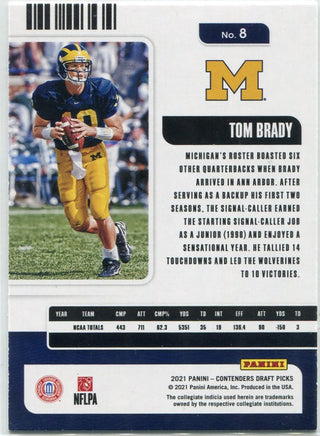 Tom Brady 2021 Panini Contenders Draft Picks Campus Ticket Foil Card #8