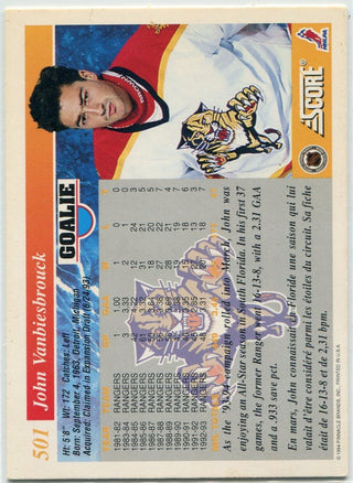 John Vanbiesbrouck Autographed 1993-94 Score Card