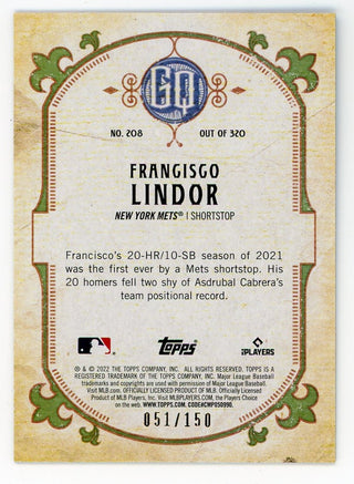 Francisco Lindor 2022 Topps GQ #208 Card 051/150