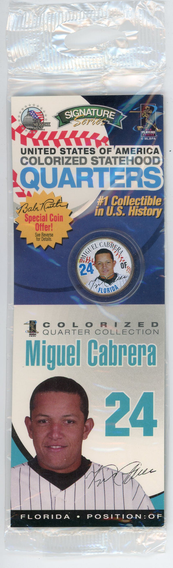 Miguel Cabrera Colorized Statehood Quarter