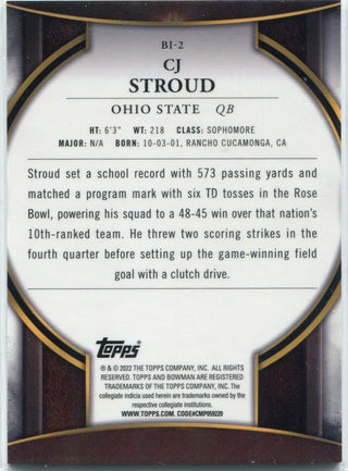 CJ Stroud 2022 Bowman Chrome U Invicta RC #BI-2