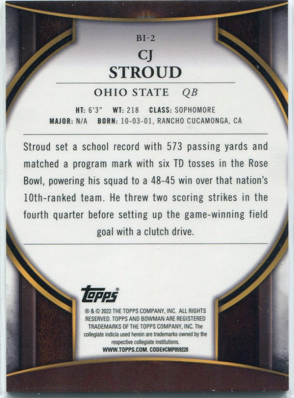 CJ Stroud 2022 Bowman Chrome U Invicta RC #BI-2