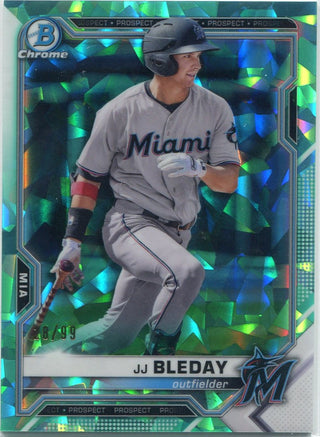 JJ Bleday 2021 Bowman Chrome Sapphire Aqua Refractor RC #BCP-200 28/99