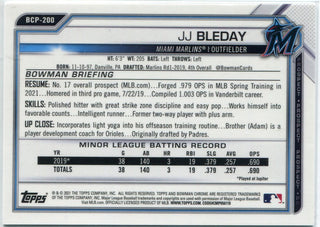 JJ Bleday 2021 Bowman Chrome Sapphire Aqua Refractor RC #BCP-200 28/99