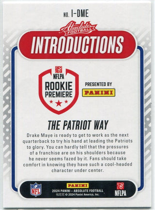 Drake Maye 2024 Panni Absolute Introductions RC #I-DME
