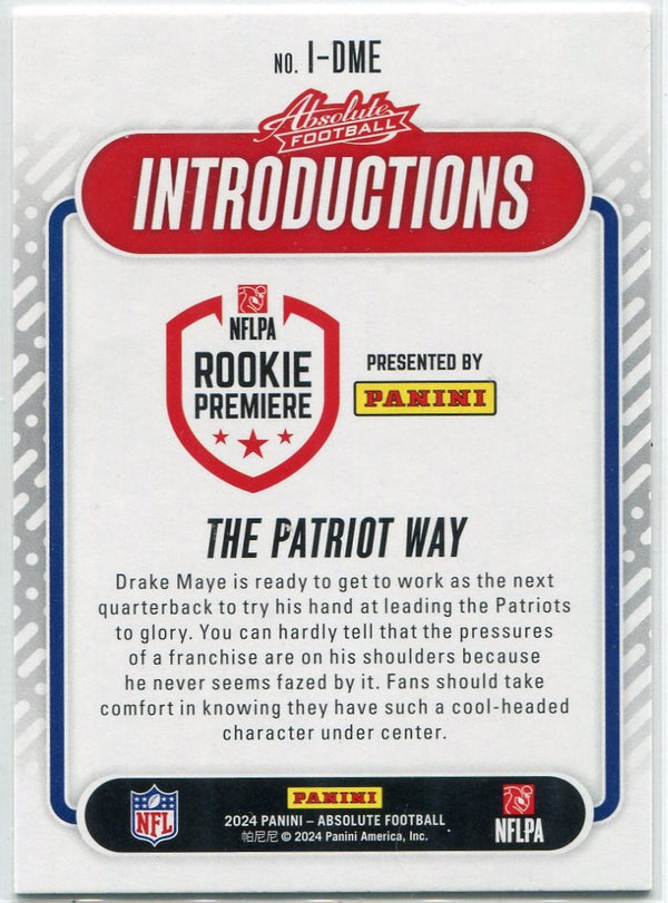 Drake Maye 2024 Panni Absolute Introductions RC #I-DME