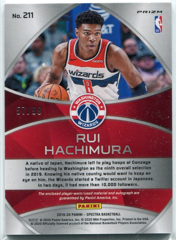 Rui Hachimura 2019 - 2020 Panini Spectra Jersey/Autographed Prizm RC #211 57/99