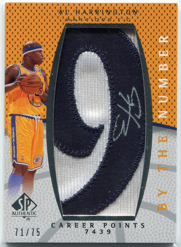 Al Harrington 2007 - 2008 Upper Deck SP Authentic By The Numbers Patch/Autographed Card #BN-AH 71/75