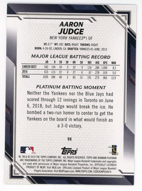 Aaron Judge 2019 Topps Bowman Platinum #98