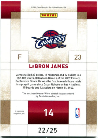 Lebron James Panini Threads Century Collection Materials Jersey Card 2009 22/25