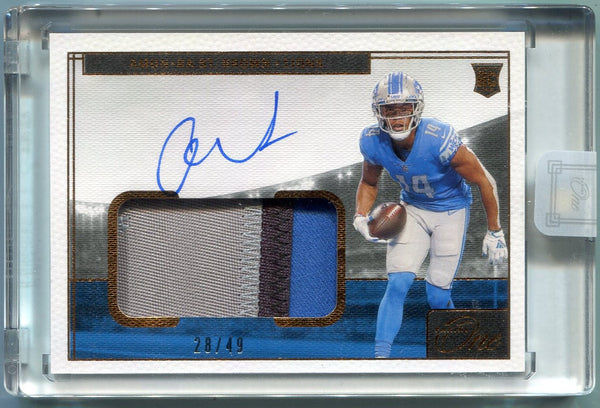 Amon-Ra St. Brown 2021 Panini One 3 Color Patch/Autographed RC #26 28/49