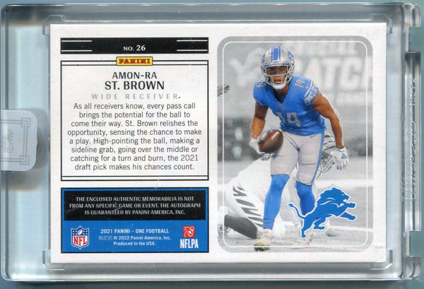 Amon-Ra St. Brown 2021 Panini One 3 Color Patch/Autographed RC #26 28/49