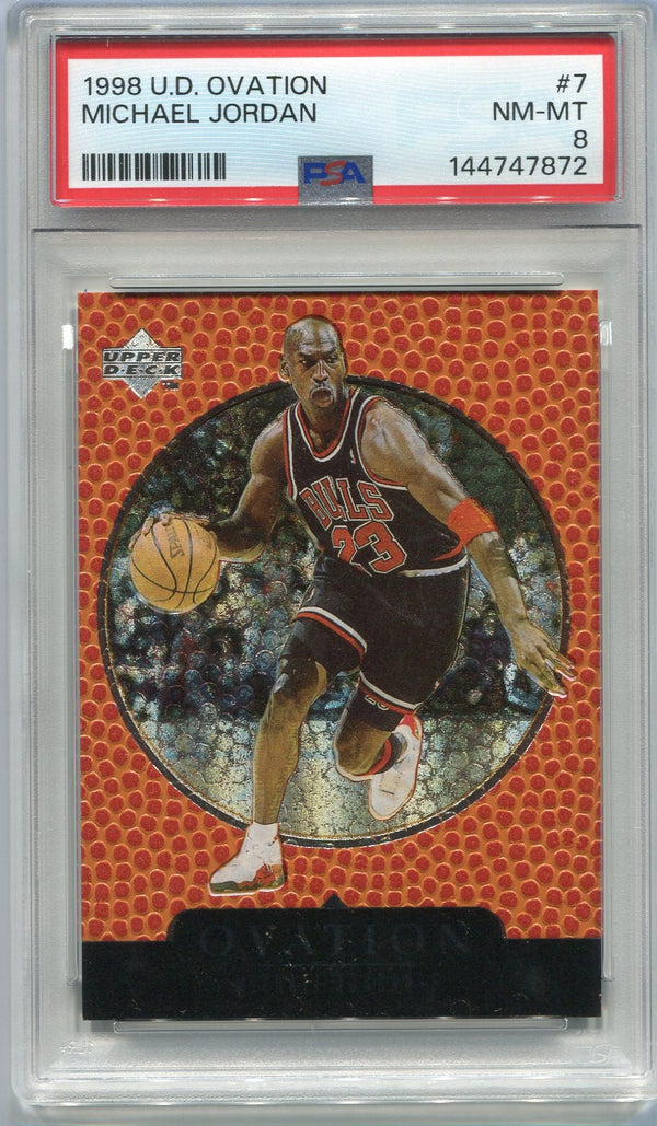 psa graded michael jordan cards Michael Jordan 1998 - 1999 Upper Deck Ovation Card #7 PSA Graded 8
