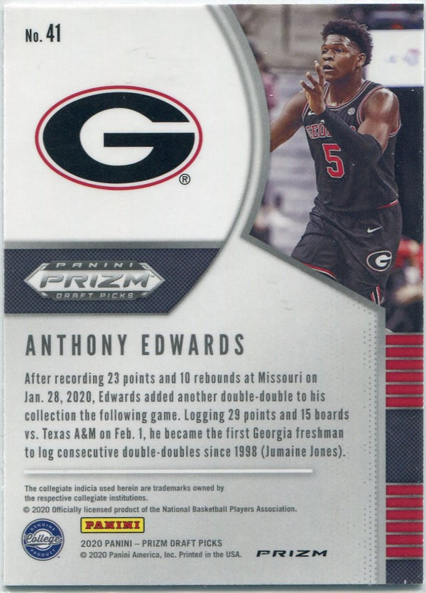Anthony Edwards 2020 Panini Prizm Draft Picks Red Cracked Ice Prizm RC #41