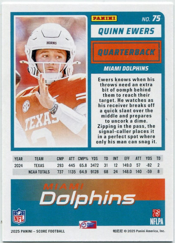 Quinn Ewers 2025 Panini Score RC #75
