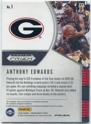 Anthony Edwards 2020 Panini Prizm Draft Picks Red Cracked Ice Prizm RC #1