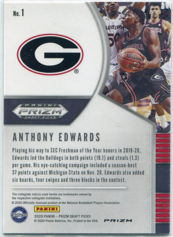 Anthony Edwards 2020 Panini Prizm Draft Picks Red Cracked Ice Prizm RC #1