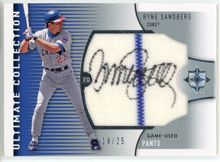 Ryne Sandberg Autographed 2008 Upper Deck Ultimate Collection Game Used Pants Card #UJ-SA