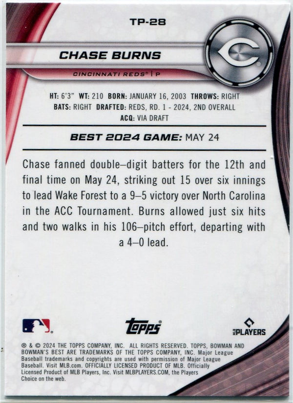 Chase Burns 2024 Bowman's Best RC #TP-28