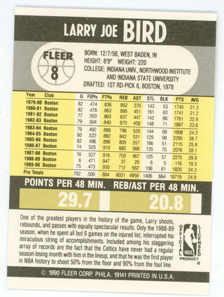 Larry Bird 1990 Fleer Card #8