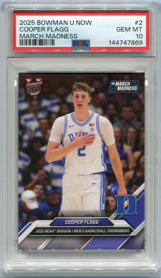 Cooper Flagg 2025 Bowman U Now March Madness Card #2 PSA Graded 10