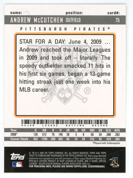 Andrew McCutchen 2009 Topps Ticket to Stardom Rookie Card #75