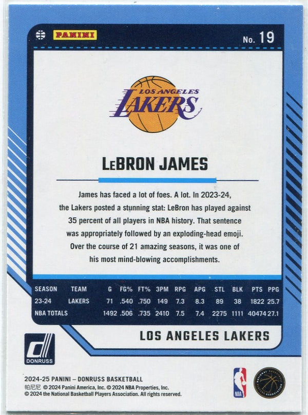 Lebron James 2024 - 2025 Panini Donruss Green Laser Card #19