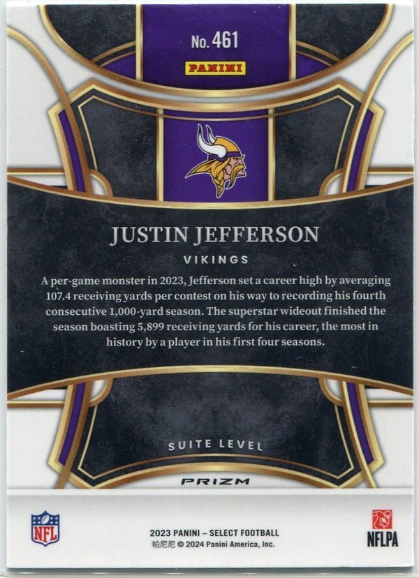 Justin Jefferson 2023 Panini Select Silver Disco Prizm Card #461