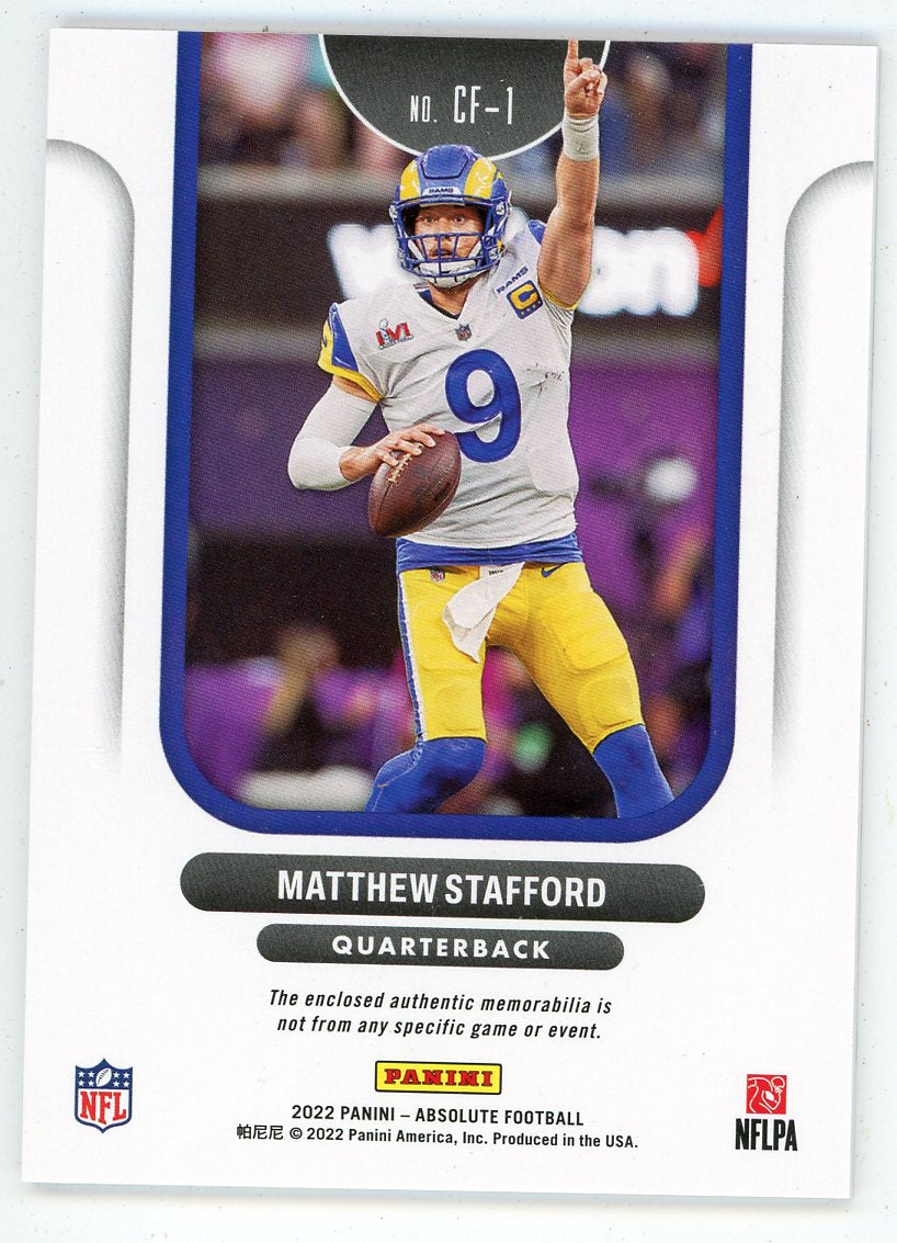 Matthew Stafford 2022 Panini Absolute Championship Fabric Patch