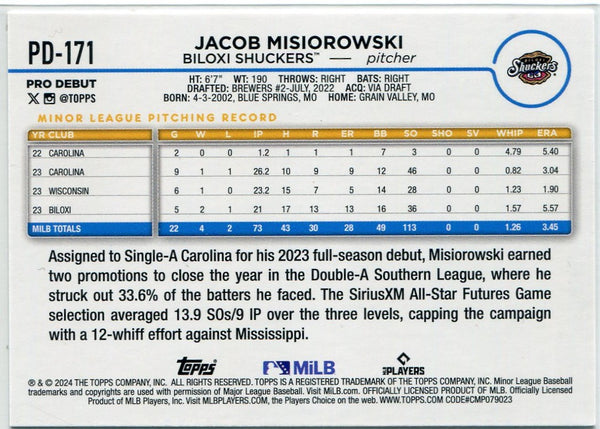 Jacob Misiorowski 2024 Topps Pro Debut RC #PD-171