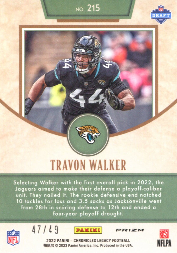 Travon Walker 2022 Panini Chronicles Legacy Rookie Card #215 #47/49