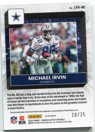 Michael Irvin Autographed 2022 Panini Donruss Optic Legendary Patch Relic Card /25