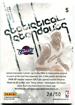 Lebron James Panini Rookies and Stars Statistical Standards Jersey Card 2009 24/50