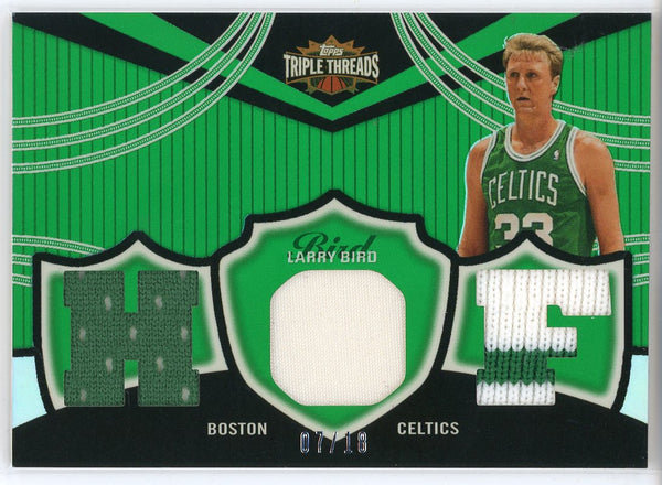 Larry Bird 2007 Topps Triple Threads Emerald HOF Patch Card #TTR-69