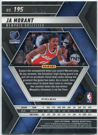 Ja Morant 2024 - 2025 Panini Mosaic Blue Scope Prizm Card #195 12/35