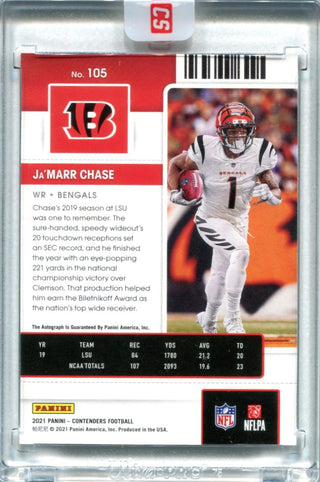 Ja'Marr Chase 2021 Panini Contenders Rookie Ticket Autographed Card #105 Sealed