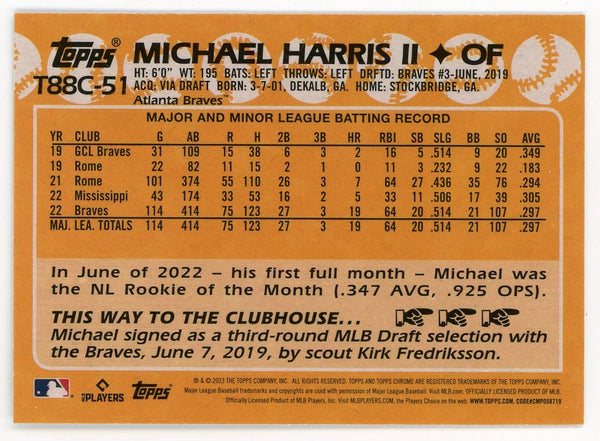 Michael Harris II 2023 Topps Chrome Silver 35th Anniversary #T885C-51 Card