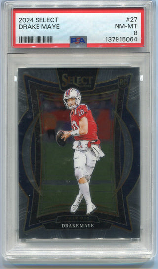 Drake Maye 2024 Panni Select RC #27 PSA Graded 8