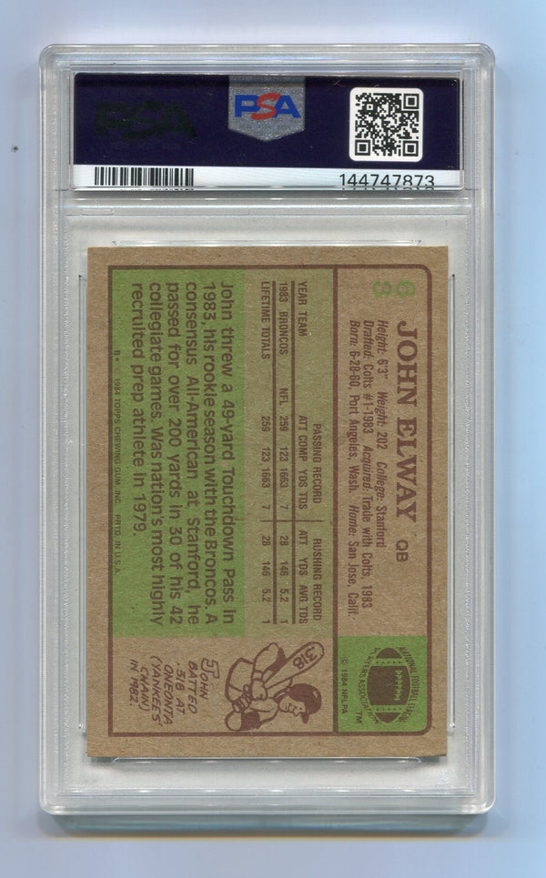 John Elway 1984 Topps RC #63 PSA Graded 4