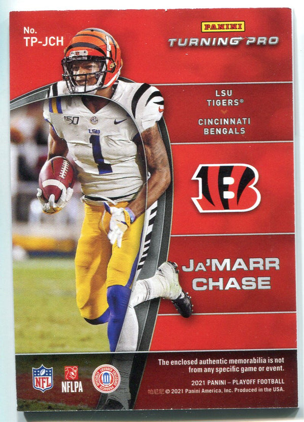 Ja'Marr Chase 2021 Panini Playoff Turning Pro Patch Relic Rookie Card #TP-JCH